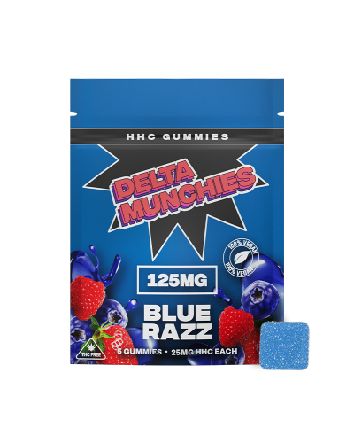 Delta Munchies Blue Razz HHC Gummies 125mg  5 Stück