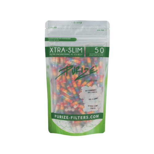 PURIZE - AKTIVKOHLEFILTER - XTRA SLIM -Rainbow - 50 Stück